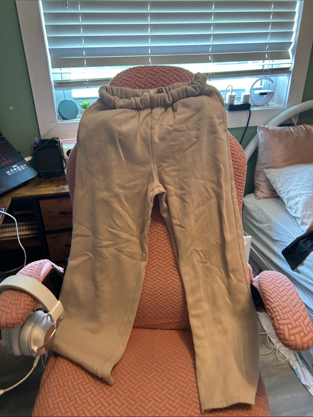 Kids Neutral Tan Elastic-Waist Joggers